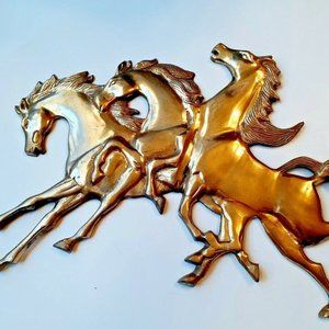 Solid brass Horses Wall art Sculptured Plague
